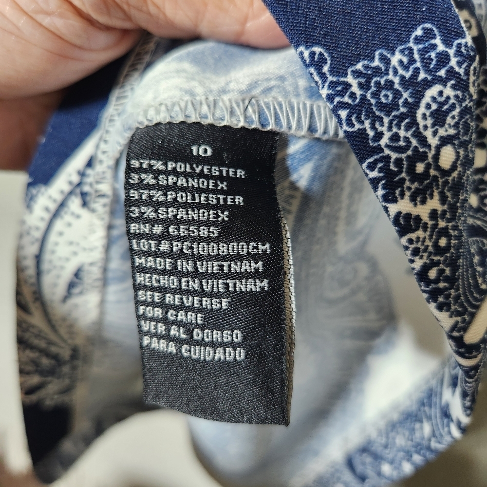Perceptions New York Size 10 Elegant Navy and White Paisley Mini Dress - Picture 11 of 11